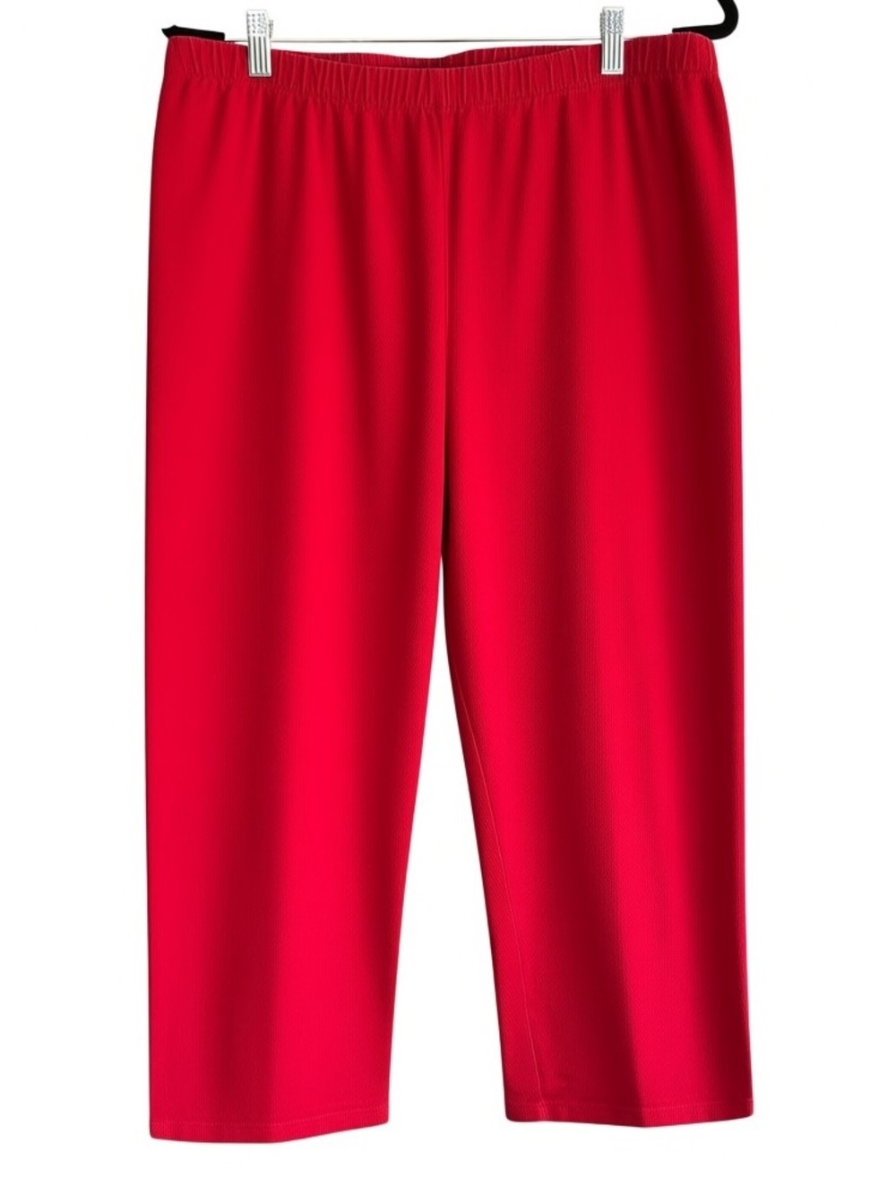 Just My Size Textured Red Pull-On Capri Pants 18W/20W Elastic Waist Stretch